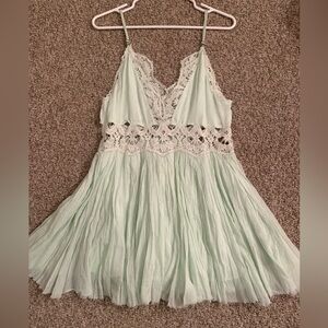 NWT Free People Ilektra Mini Dress | Mint Green Crochet Boho | SM/MED